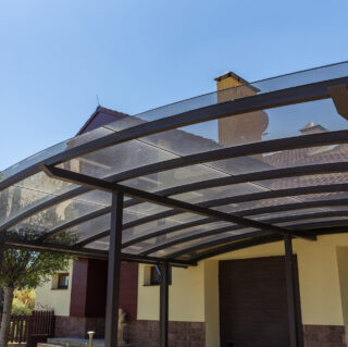 навес из стекла офиса