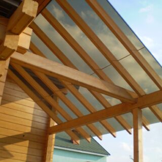 навес из стекла офиса