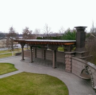 навес из стекла офиса